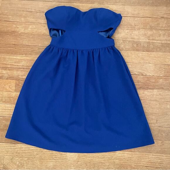 En Crème blue A-line strapless mini dress size small S 
b10 - Picture 1 of 4